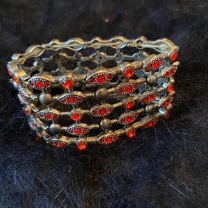 Red Metal Stretch Bracelet 